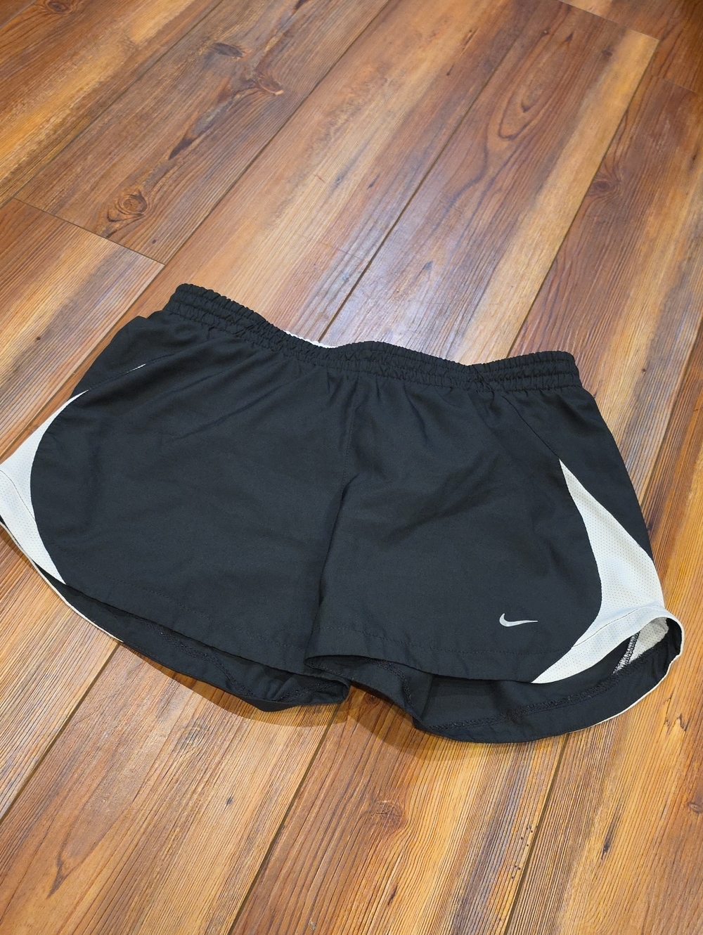 Nike Black Athletic Running Shorts with White Accents